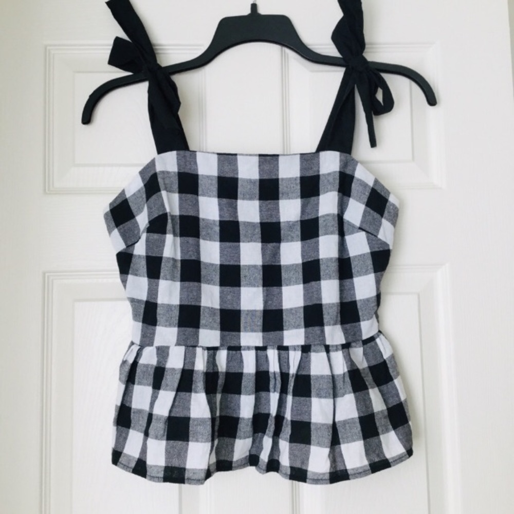 Cute Gingham Bow Tank Top